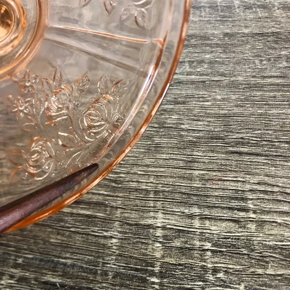 Vtg Federal Glass Pink Sharon Cabbage Rose Covered Candy Dish - Picture 11 of 14